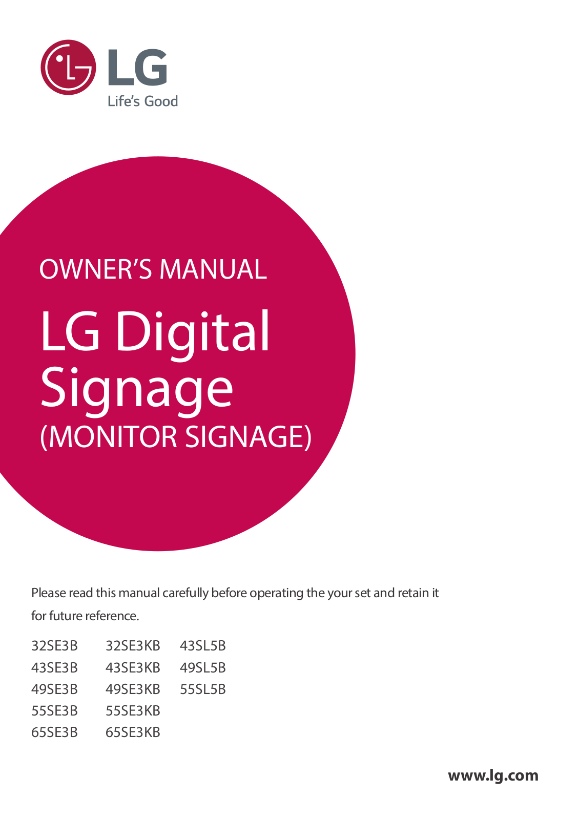 LG 49SE3KB-B, 55SE3KB-B User Guide