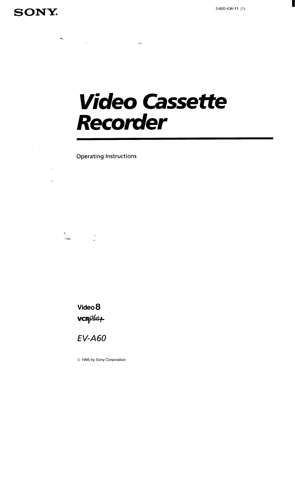 Sony EVA60 Operating Manual