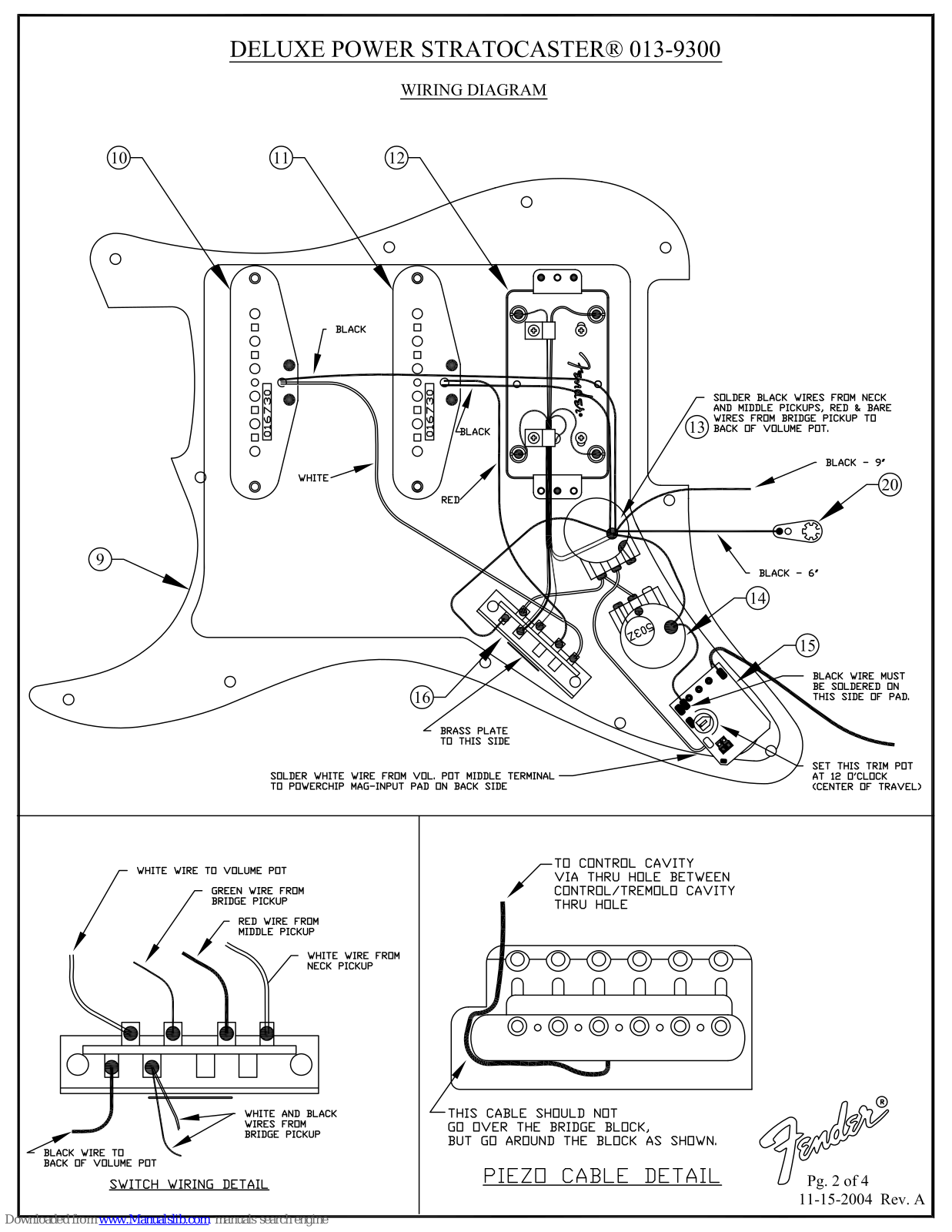 Fender Deluxe Power Stratocaster, 013-9300 Wiring Diagram