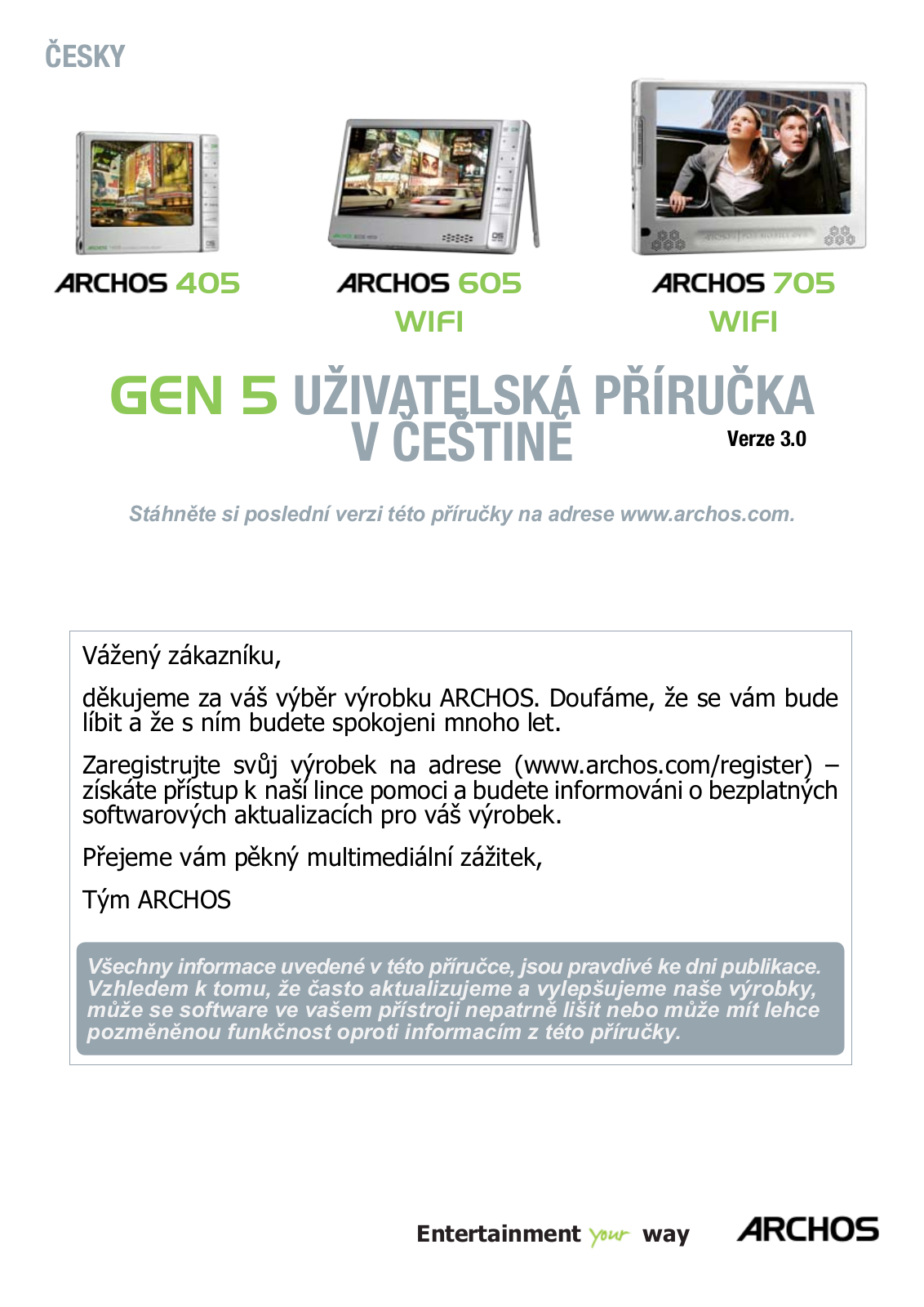 Archos 405, 605 WIFI, 705 WIFI User Manual