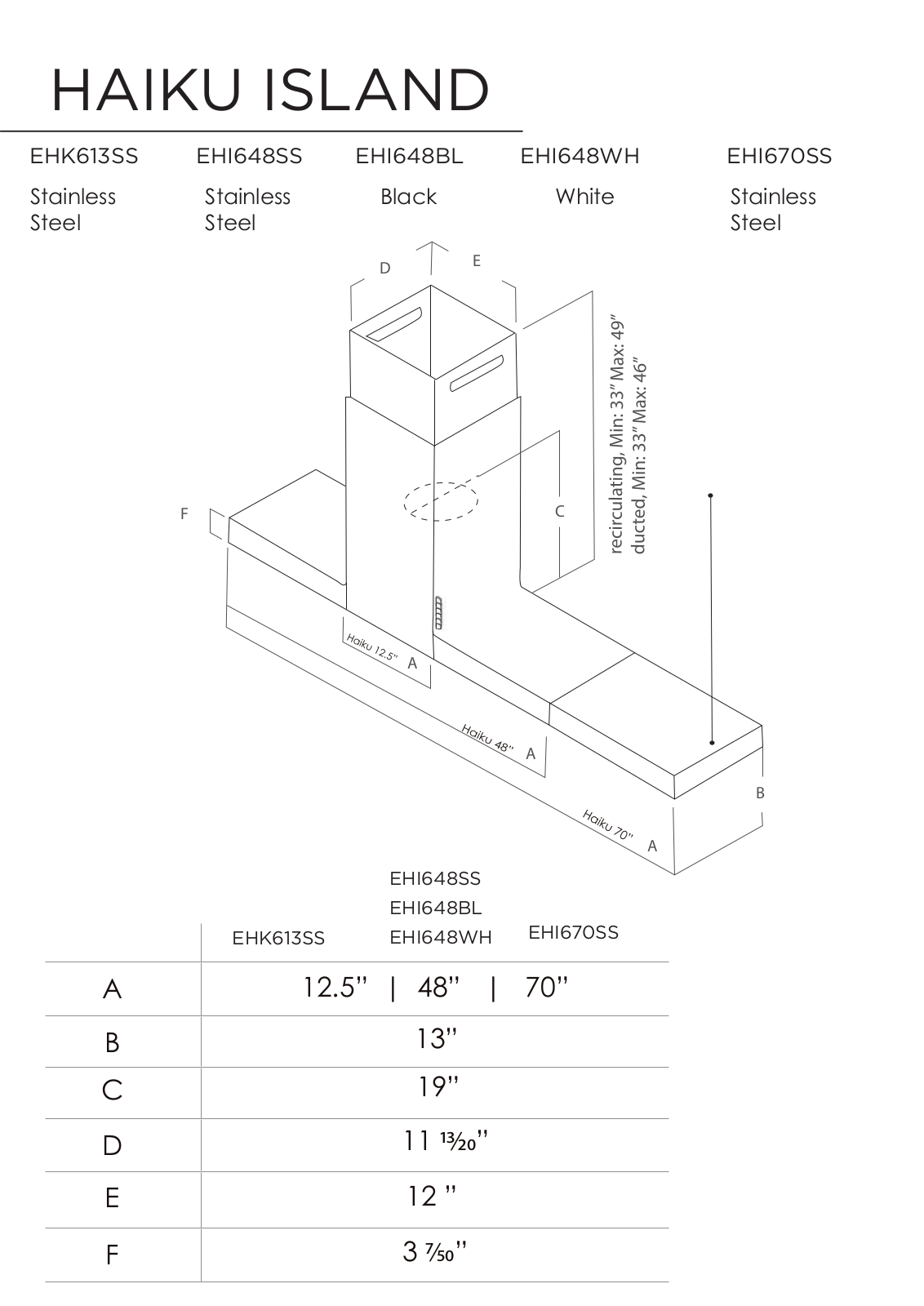 Elica EHI613SS, EHI648WH, EHI670SS User Manual