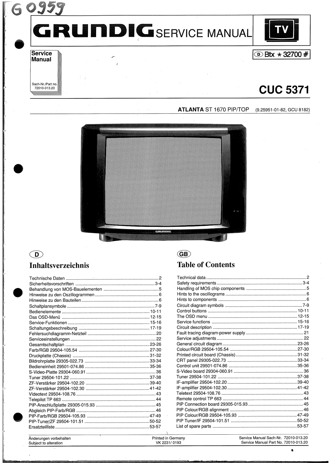 Grundig CUC-5371 Service Manual