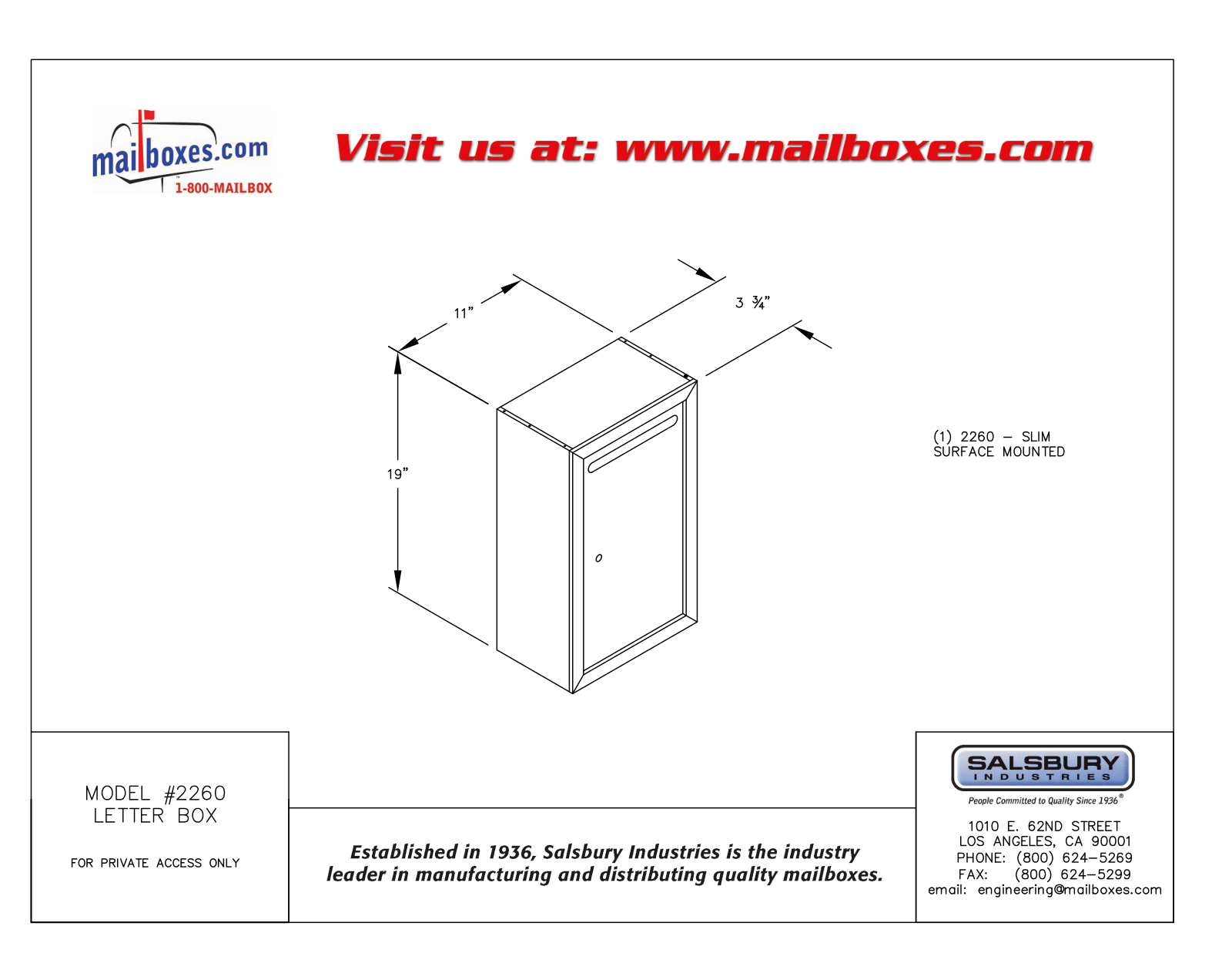 Salsbury Industries 2260ZP User Manual