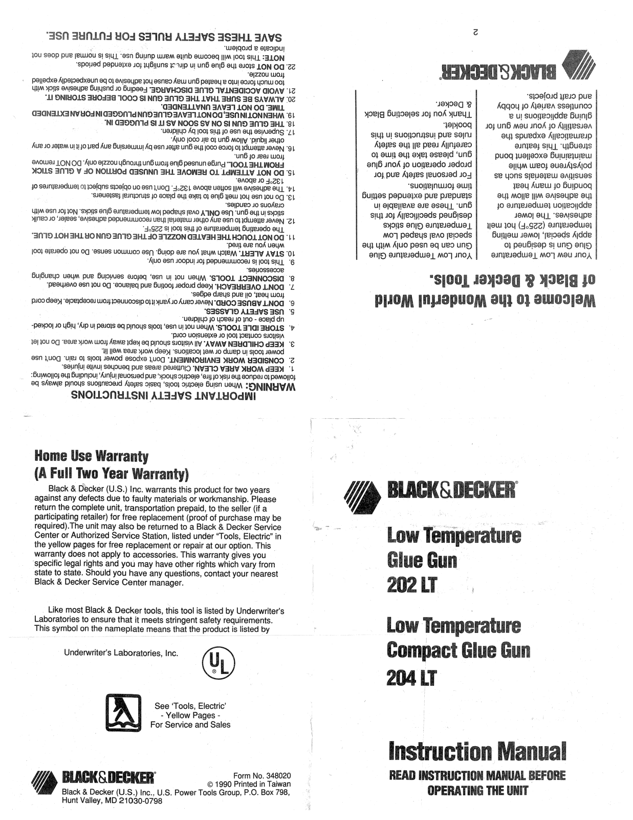 Black & Decker 202 LT, 204 LT User Manual