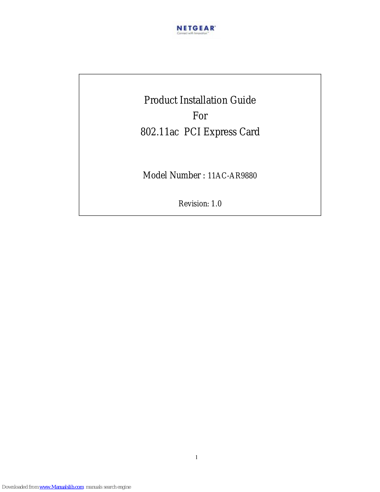 NETGEAR 11AC-AR9880 Installation Manual