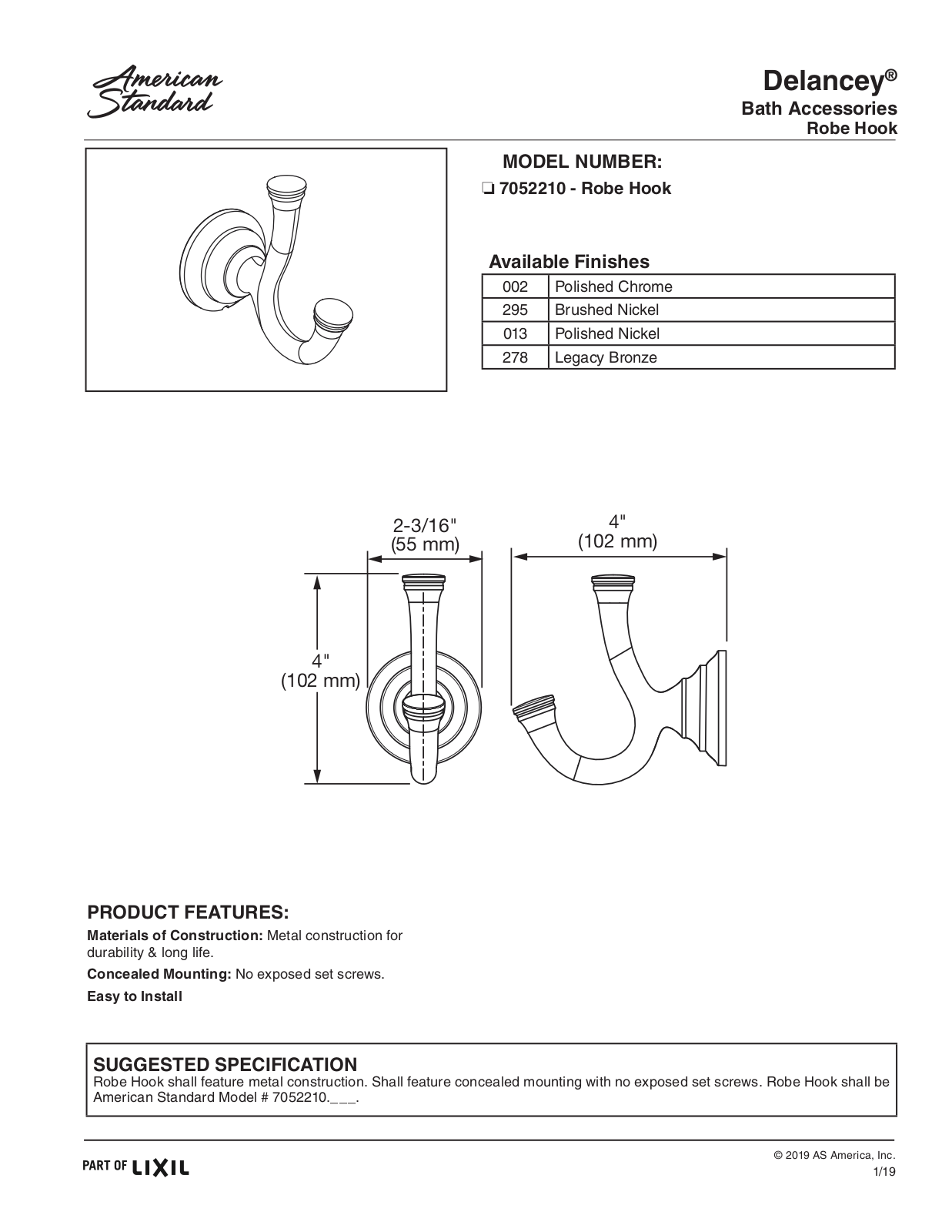 American Standard ASD10906 Specifications - ManualMachine.com