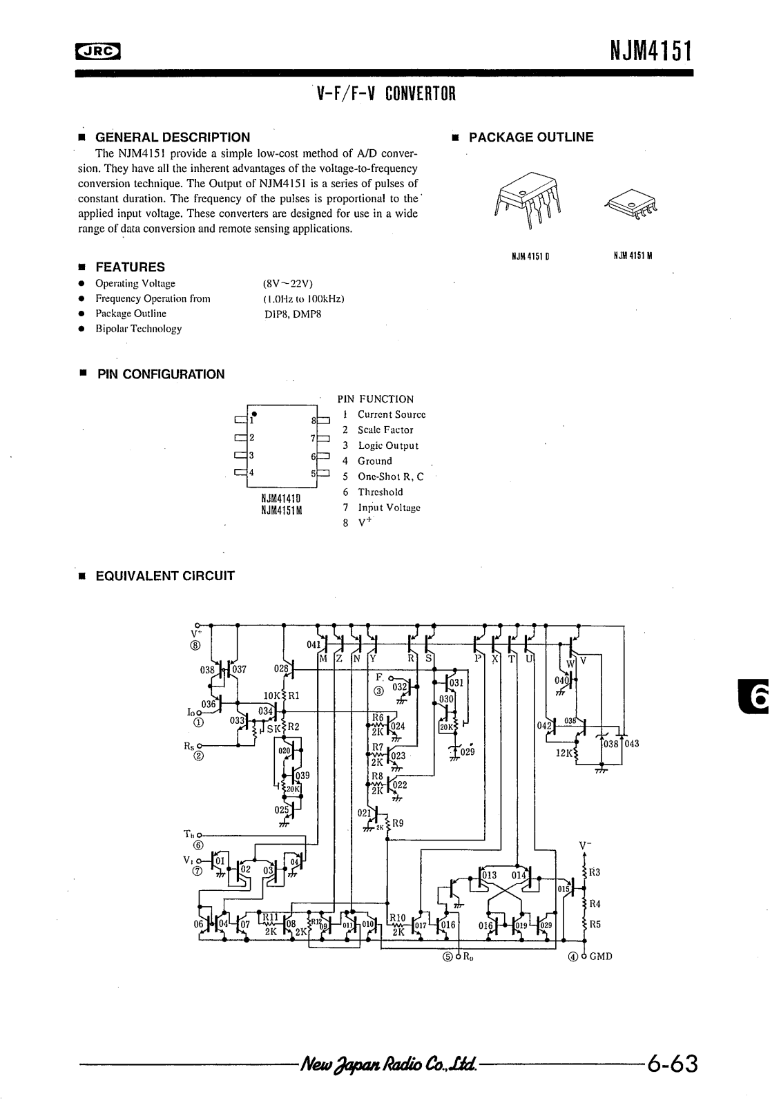 JRC NJM4151M, NJM4151D Datasheet