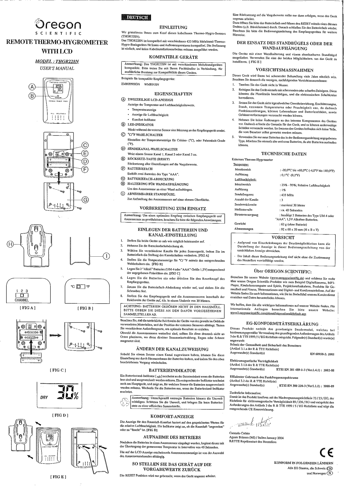 Oregon Scientific THGR228N User manual