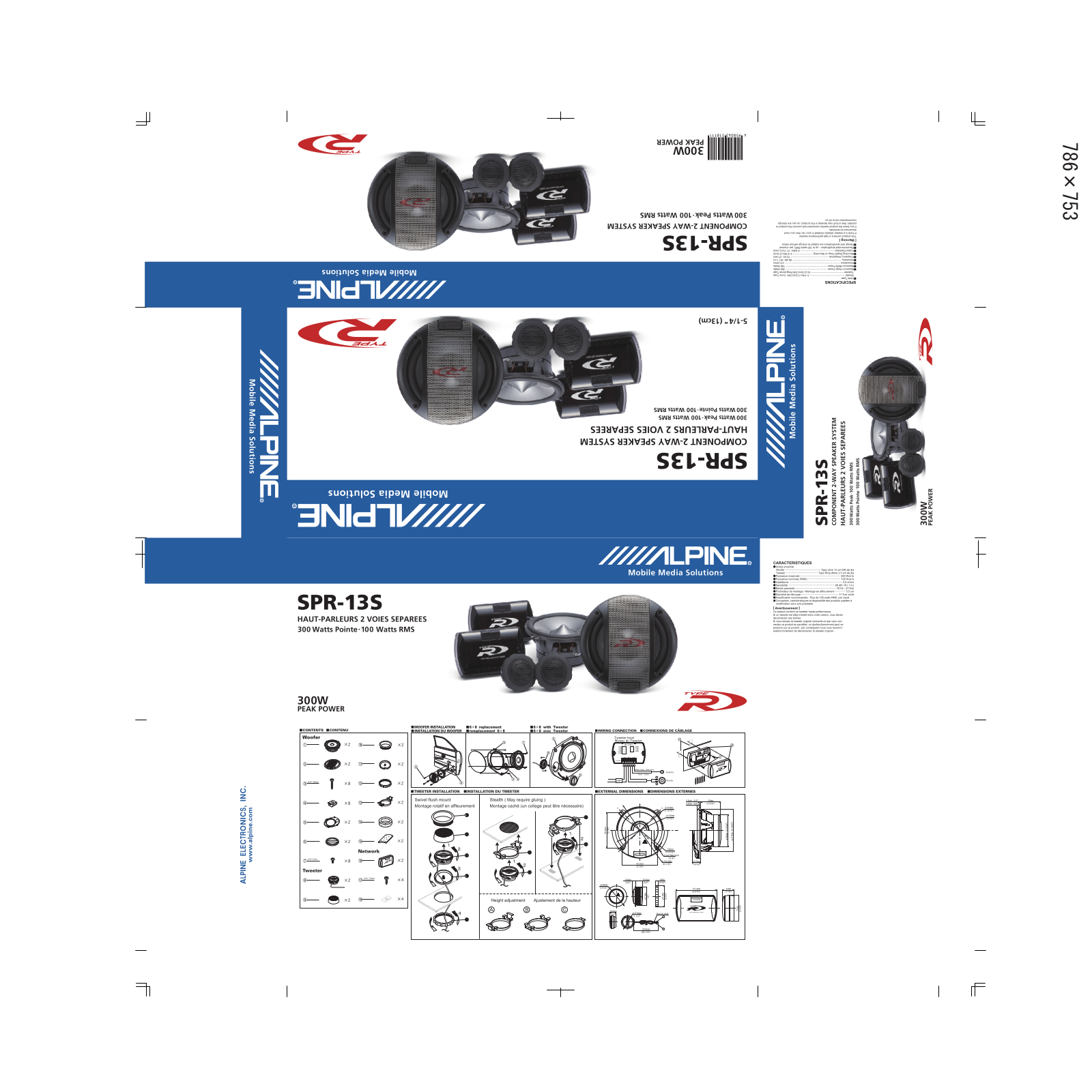 Alpine SPR-13S DIMENSIONS