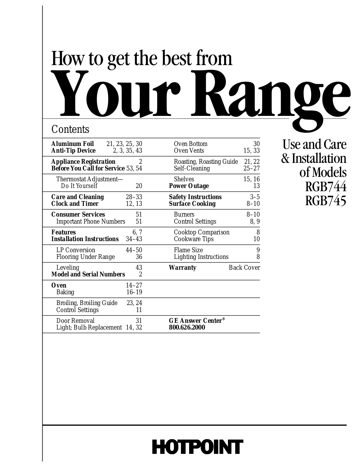 Hotpoint RGB744 User Manual