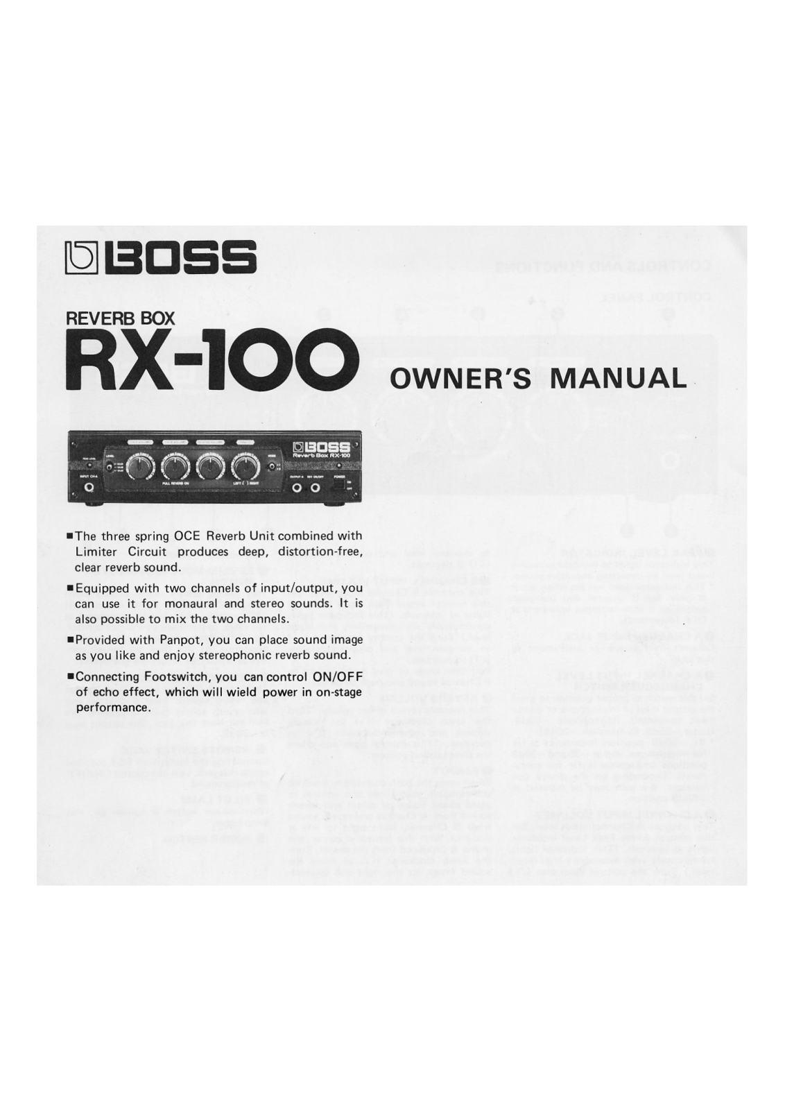 Boss RX-100 Owner's Manual