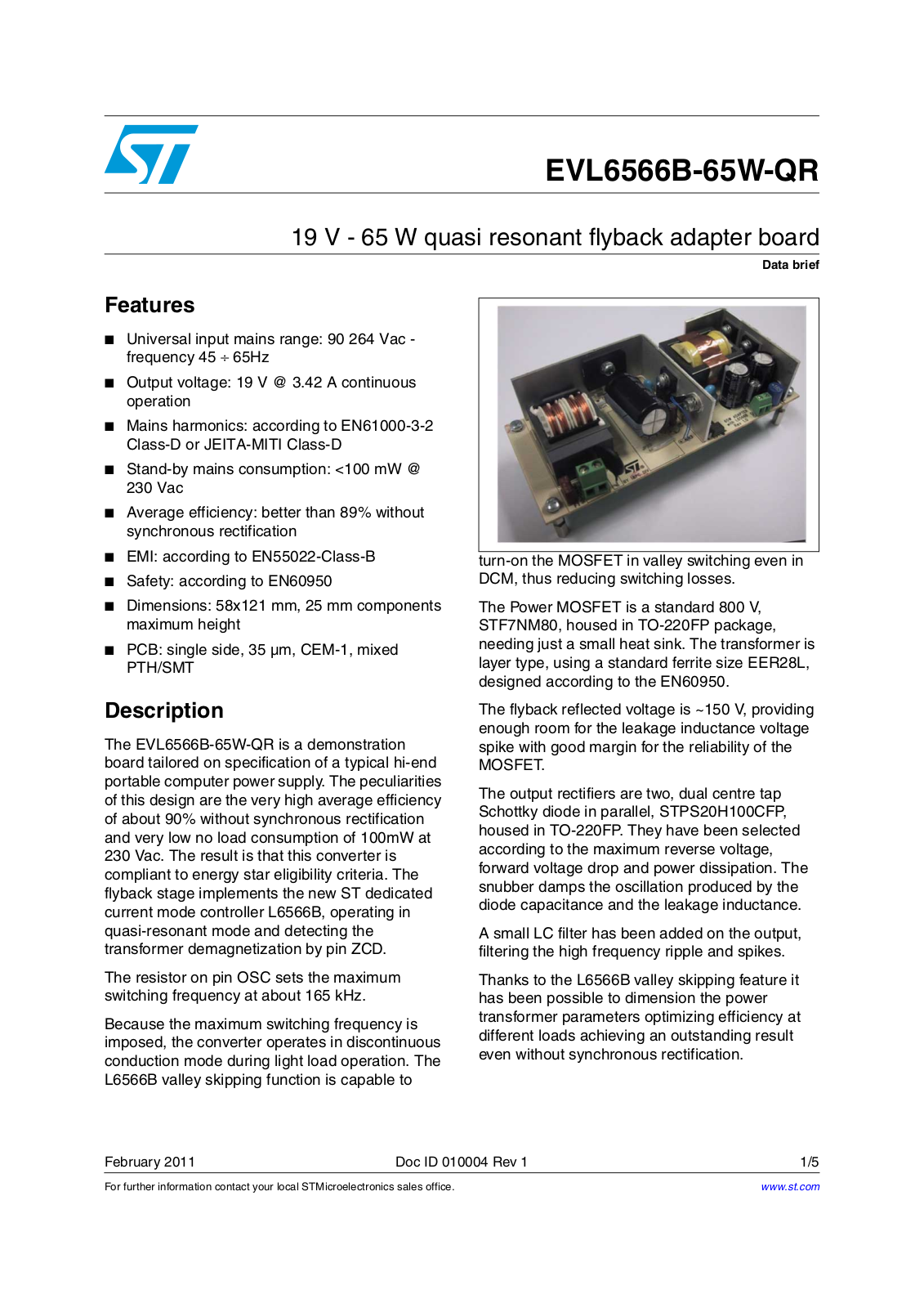 ST EVL6566B-65W-QR User Manual