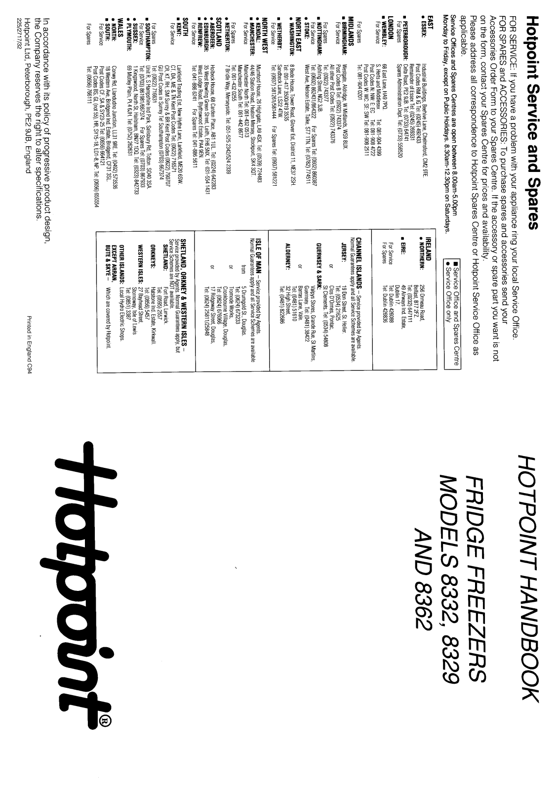 Hotpoint 8362 User Manual