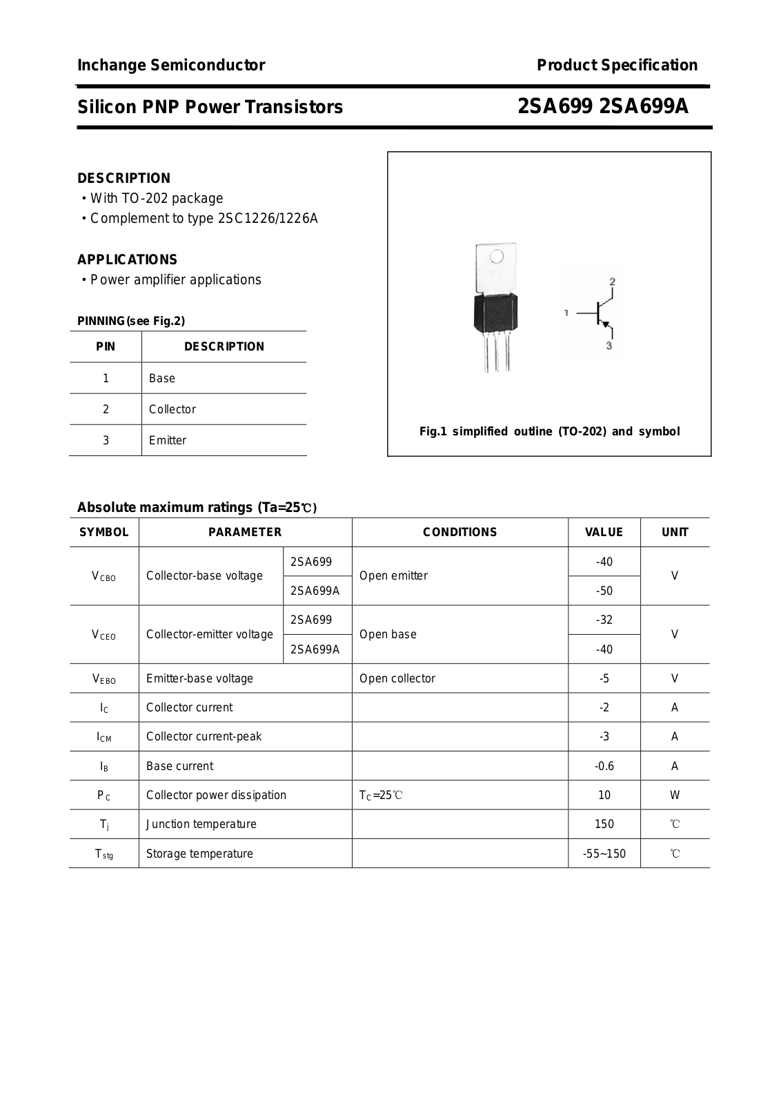 Datasheet 2SA699,2SA699A Datasheet - ManualMachine.com