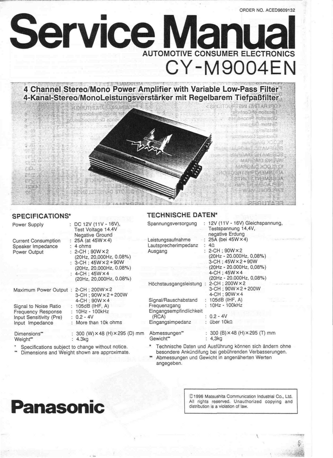 Panasonic CYM-9000-EN Service manual