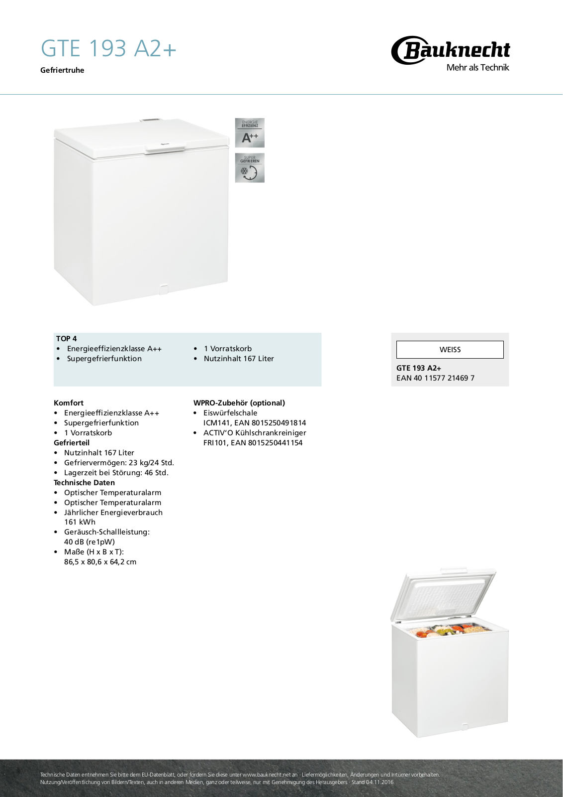 Bauknecht GT 193 A2+ User Manual