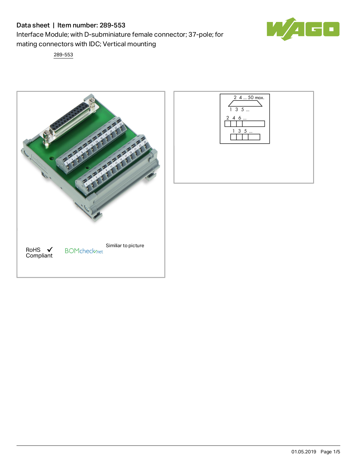 Wago 289-553 Data Sheet