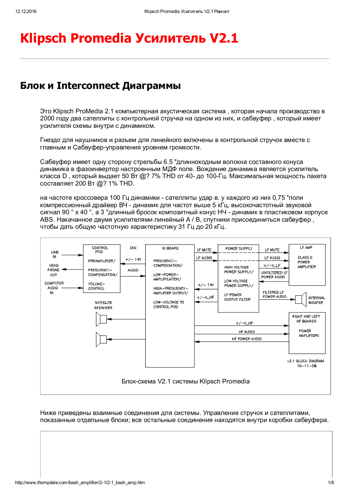 Klipsch Promedia Service manual