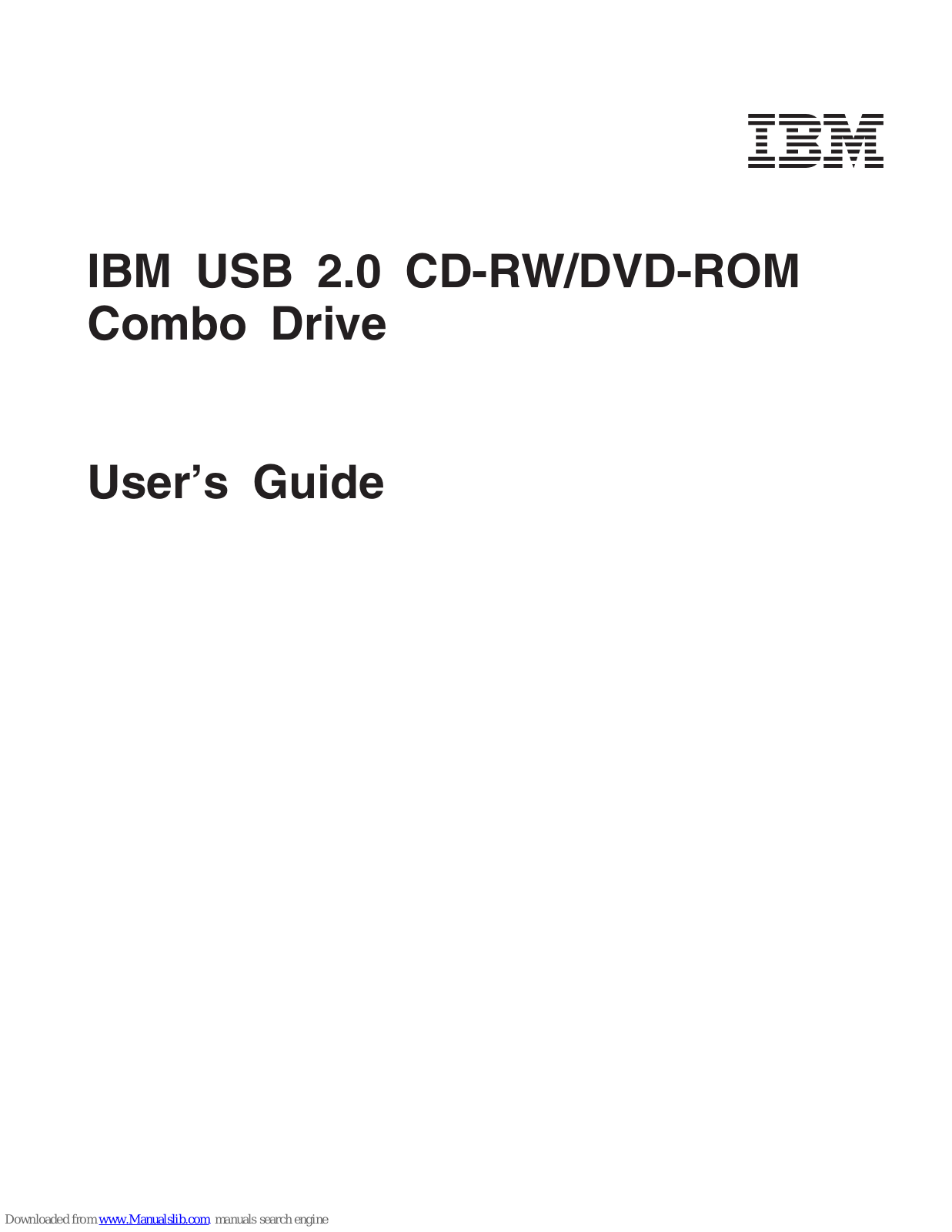 IBM USB 2.0 CD-RW/DVD-ROM Combo Drive User Manual