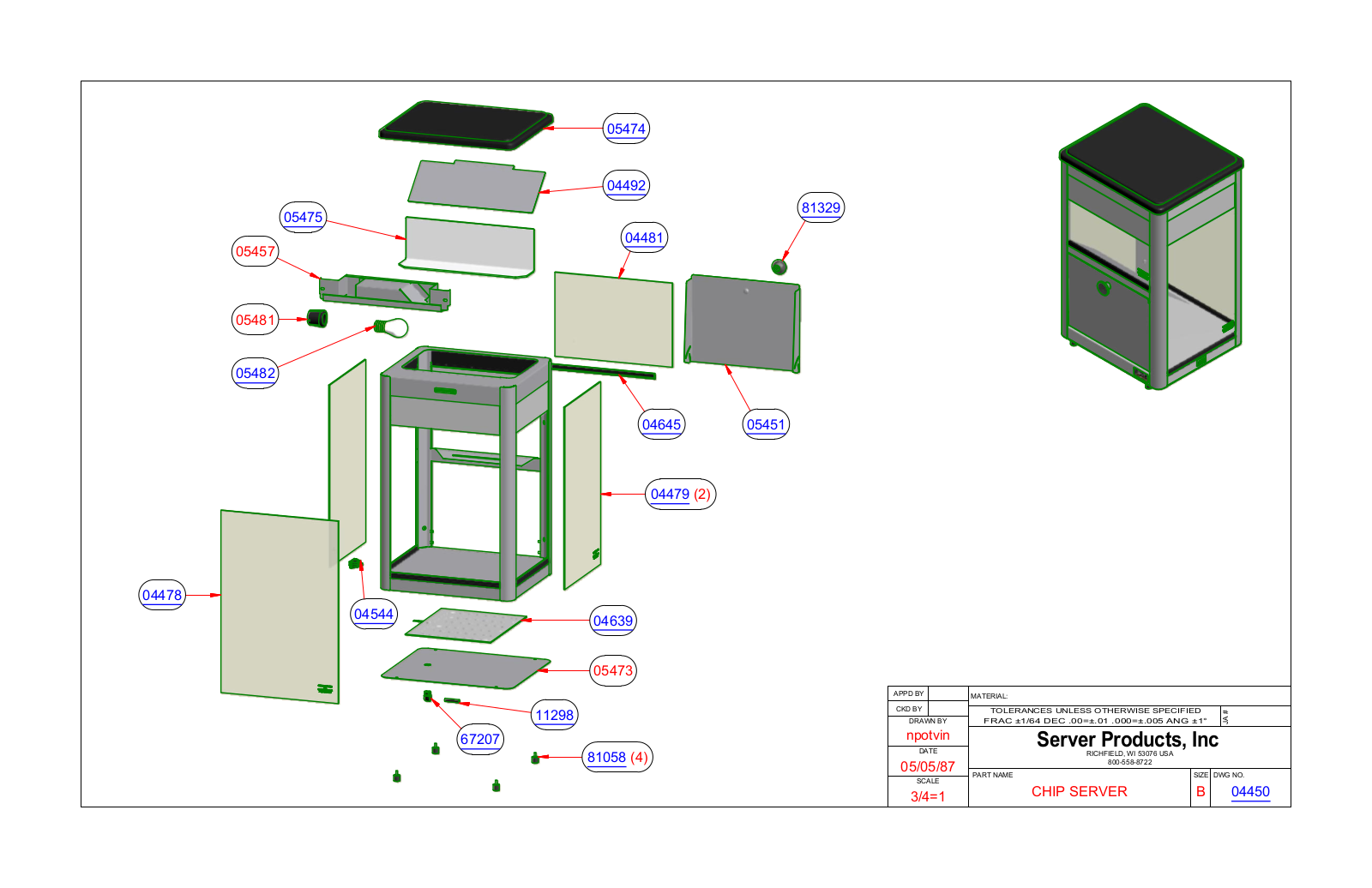 Server 04450 Parts Manual