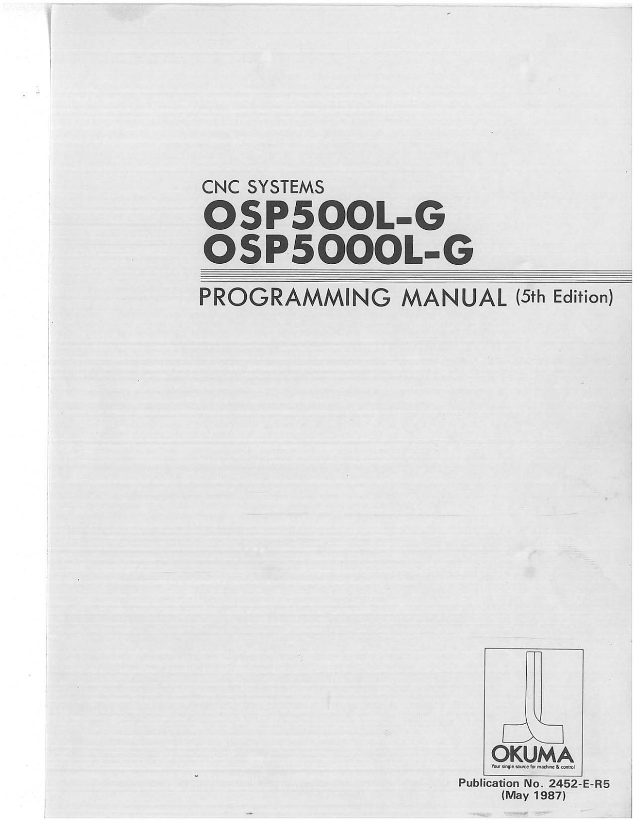 okuma OSP500L-G, OSP5000L-G Programming Manual