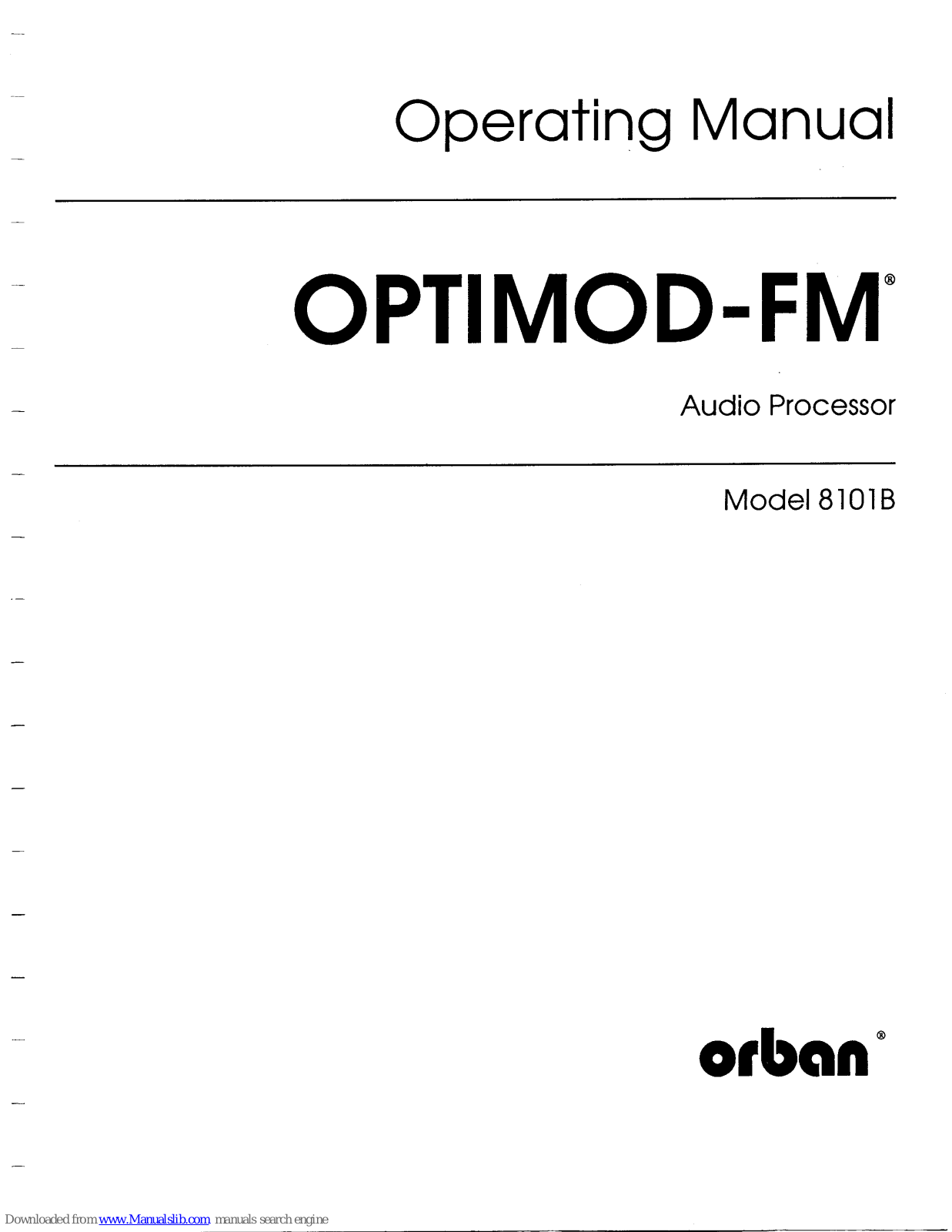 Orban Optimod-FM 8101B Operating Manual