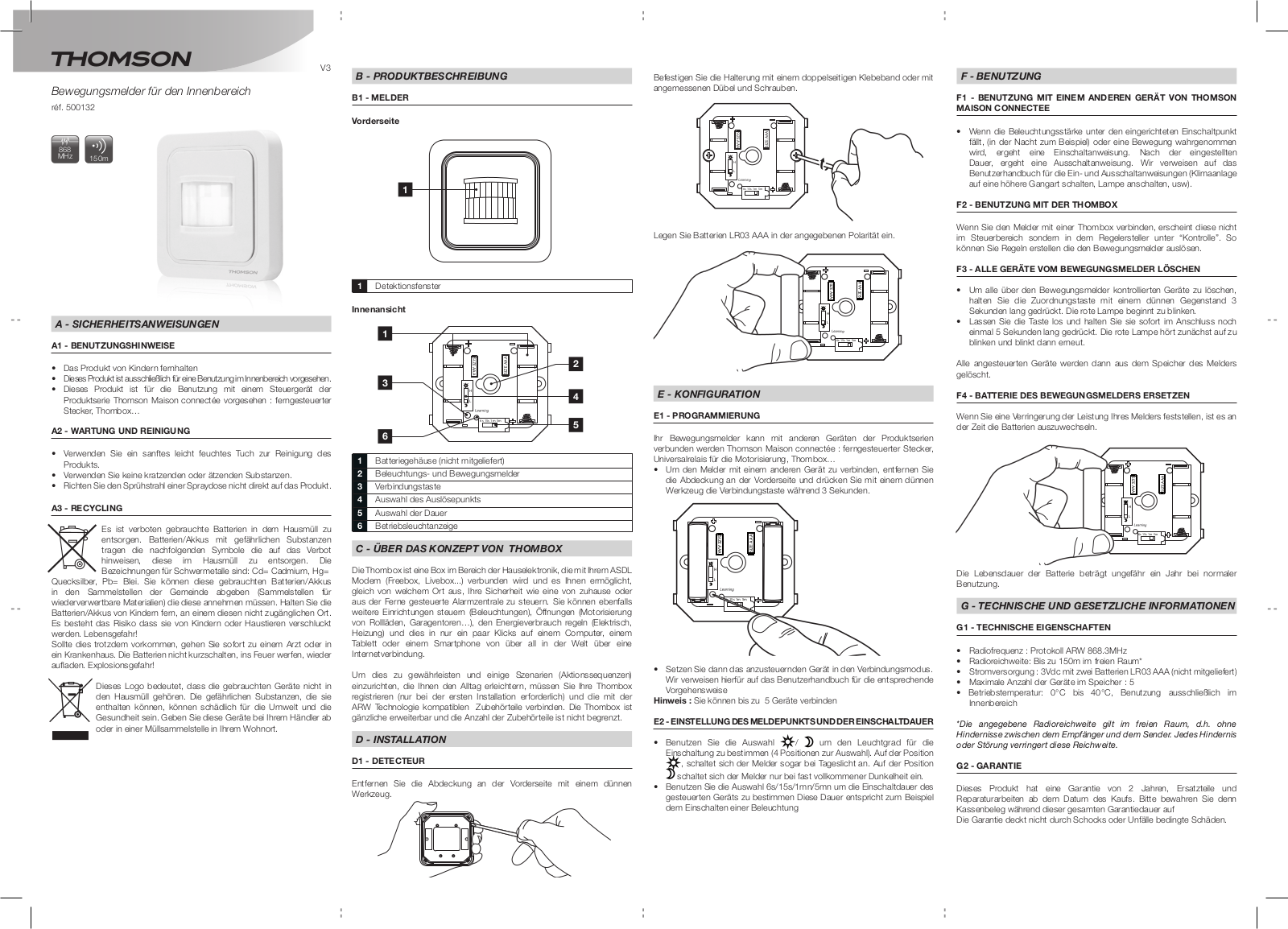 Thomson Funk-Bewegungsmelder Bedienungsanleitung - ManualMachine.com