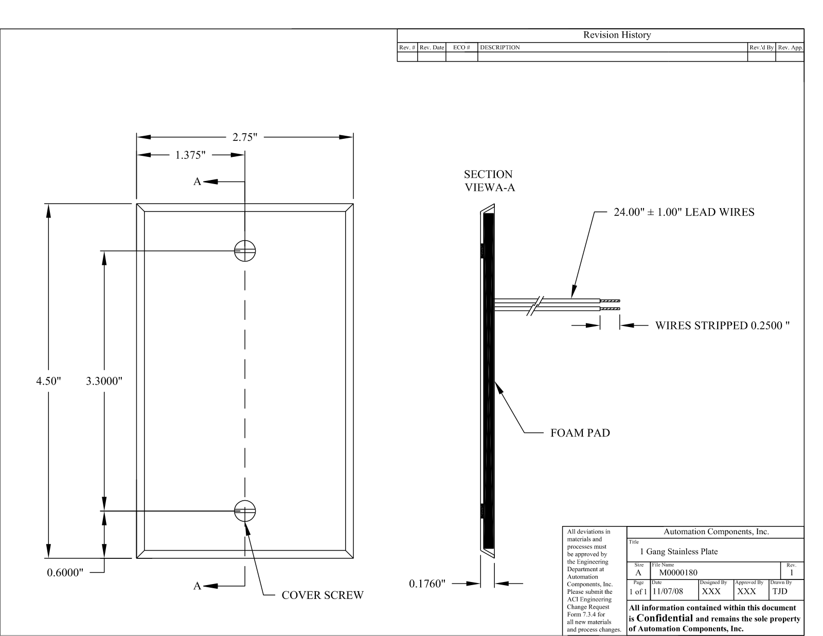 ACI-Automation Components A/1K-NI-SP Reference Drawing