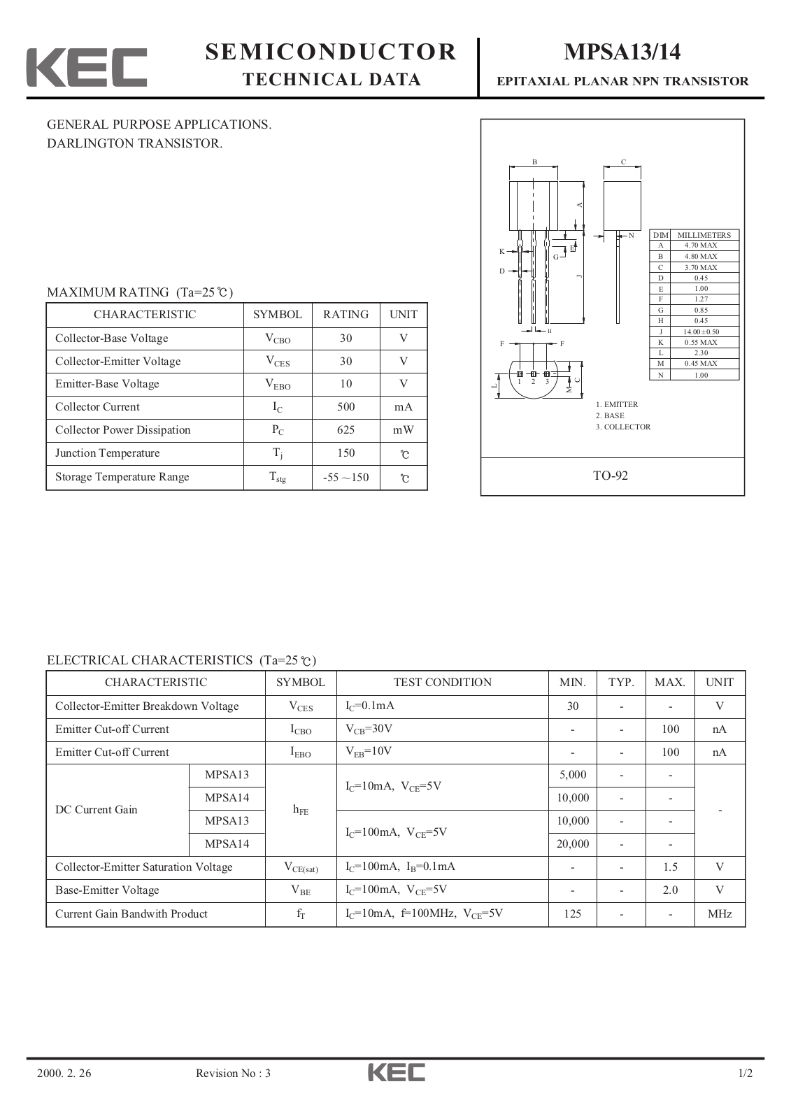Datasheet mpsa13_mpsa14 Datasheet - ManualMachine.com