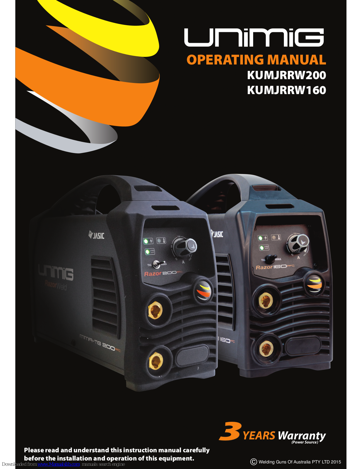 Unimig KUMJRRW200, KUMJRRW160 Operating Instructions Manual