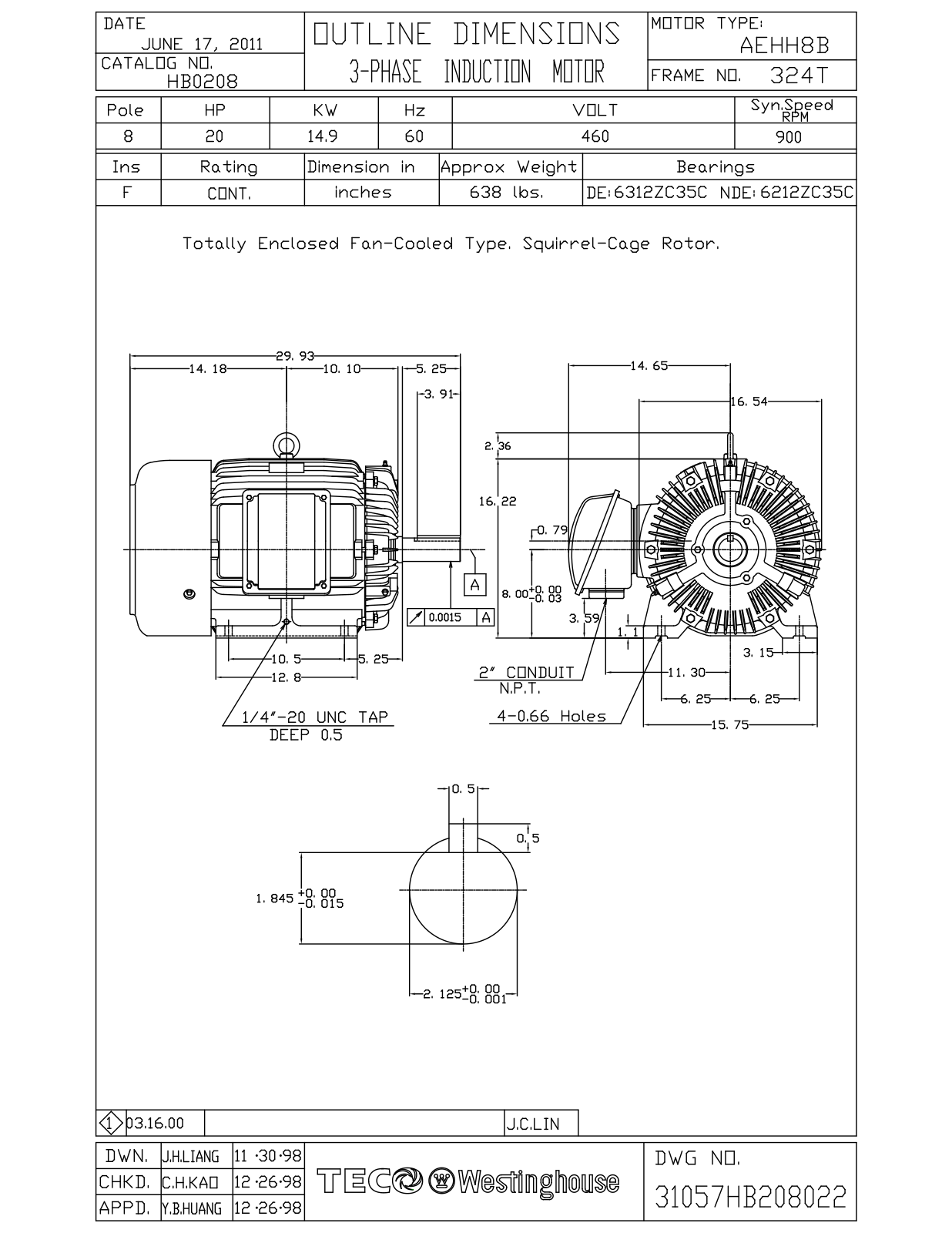 Datasheet HB0208 Reference Drawing (Teco) - ManualMachine.com