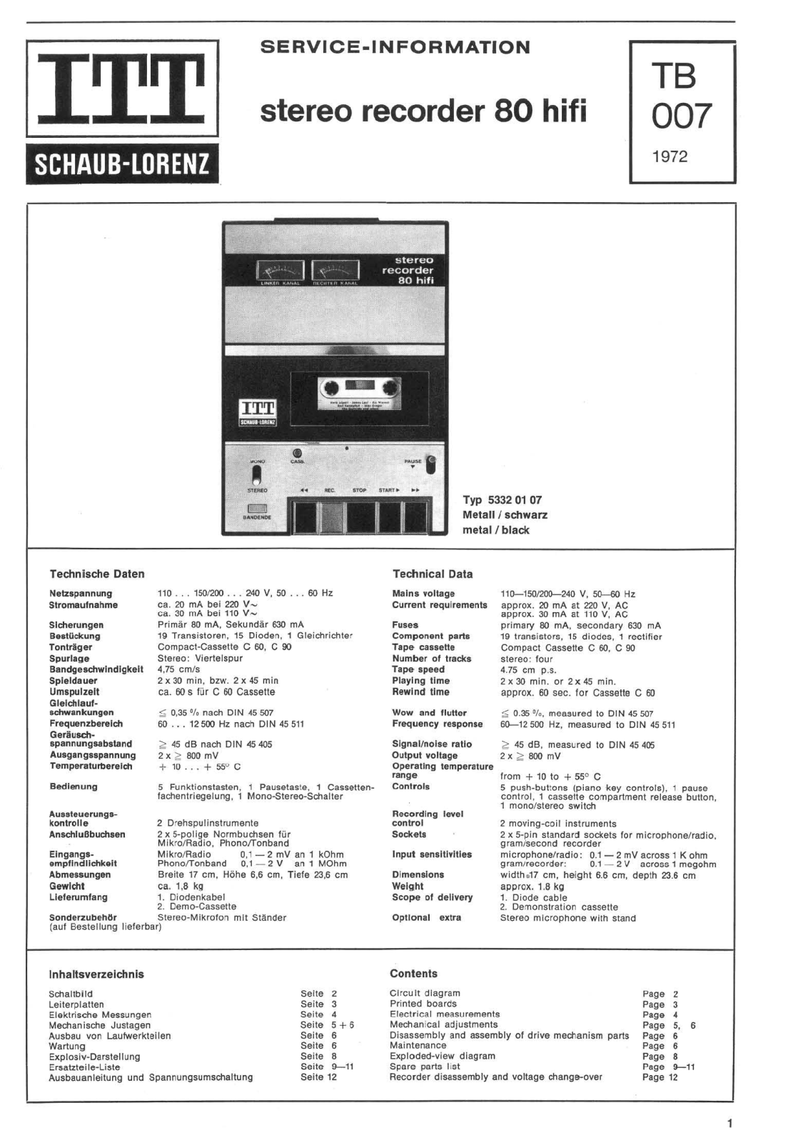 Itt Schaub-Lorenz-SR-80 Owners Manual