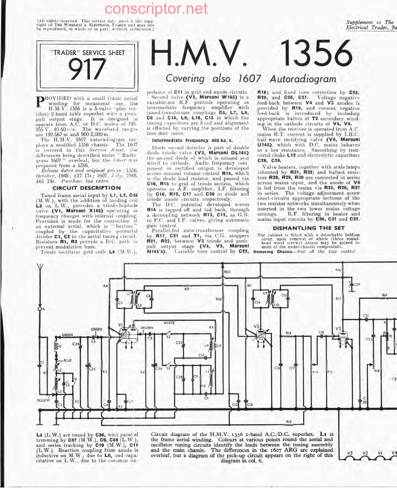 H.M.V. 1356 Service manual