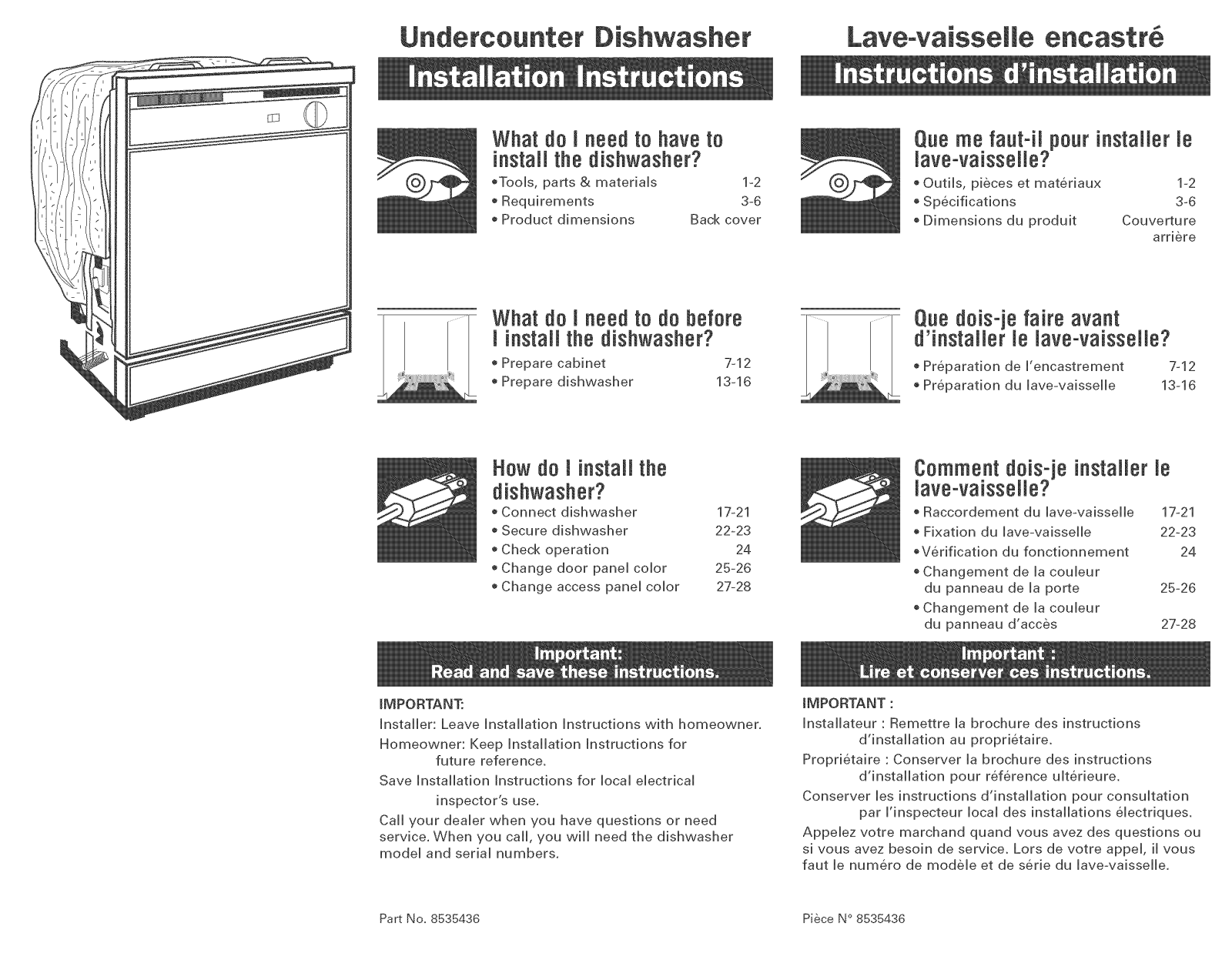 Whirlpool DUL140PPS2, DUL140PPB2, DU945PWWS0, DU945PWWT0, DU945PWWB0 Installation Guide - ManualMachine.com