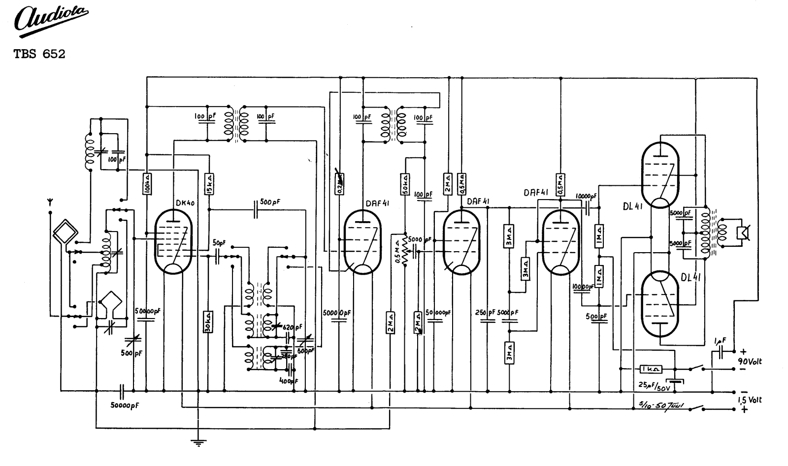 Audiola TBS652 Schematic