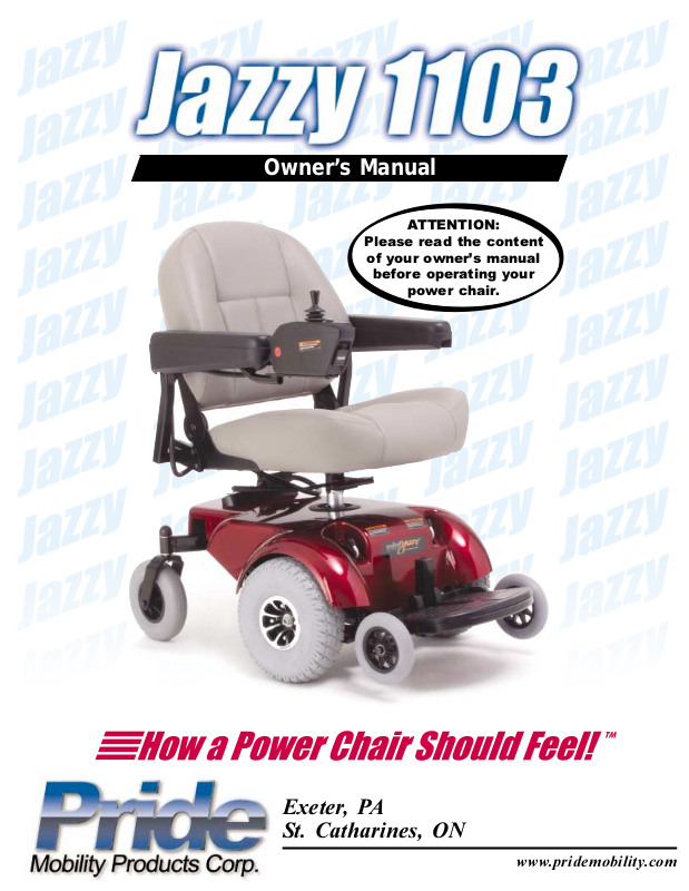 Pride Mobility Jazzy 1103 User Manual