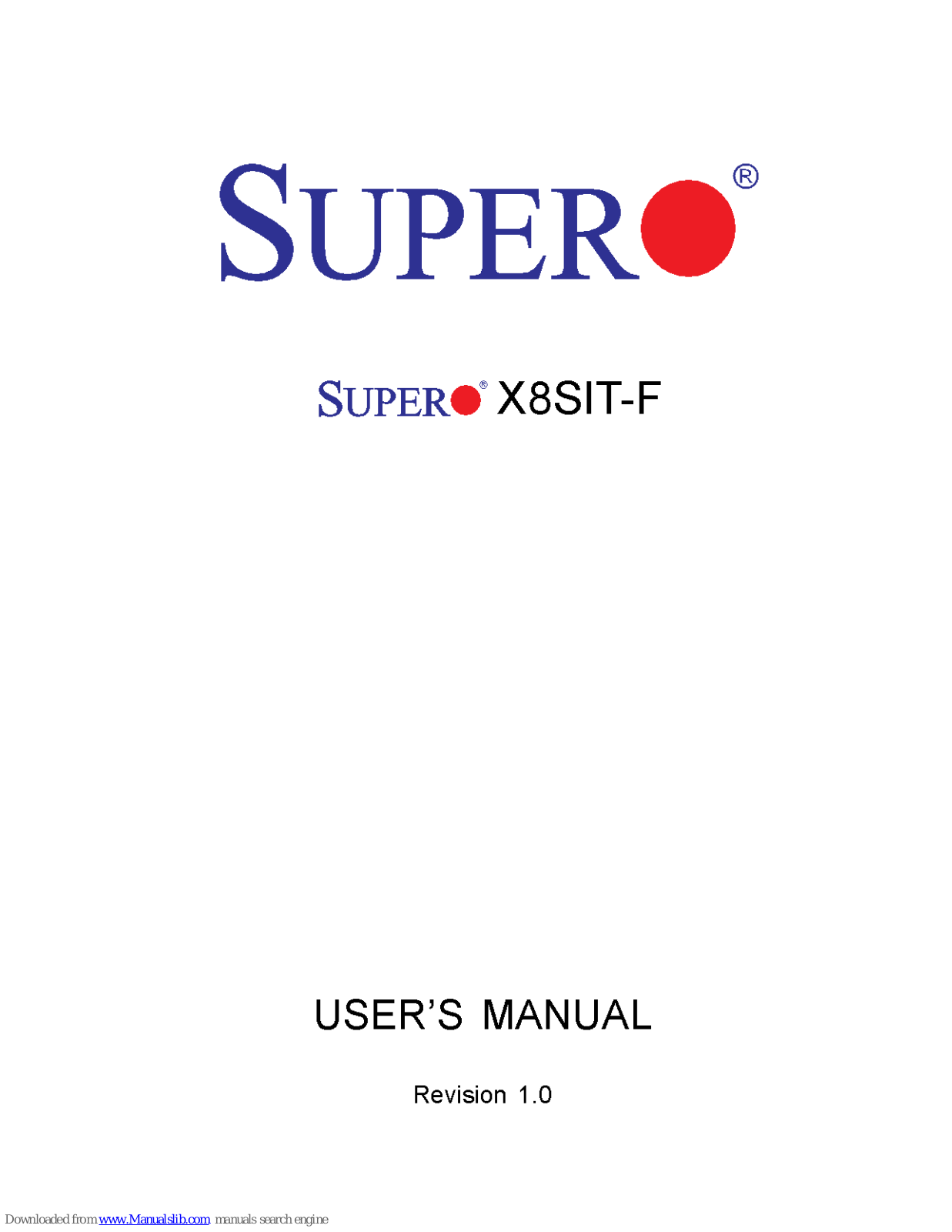 Supero X8SIT-F User Manual