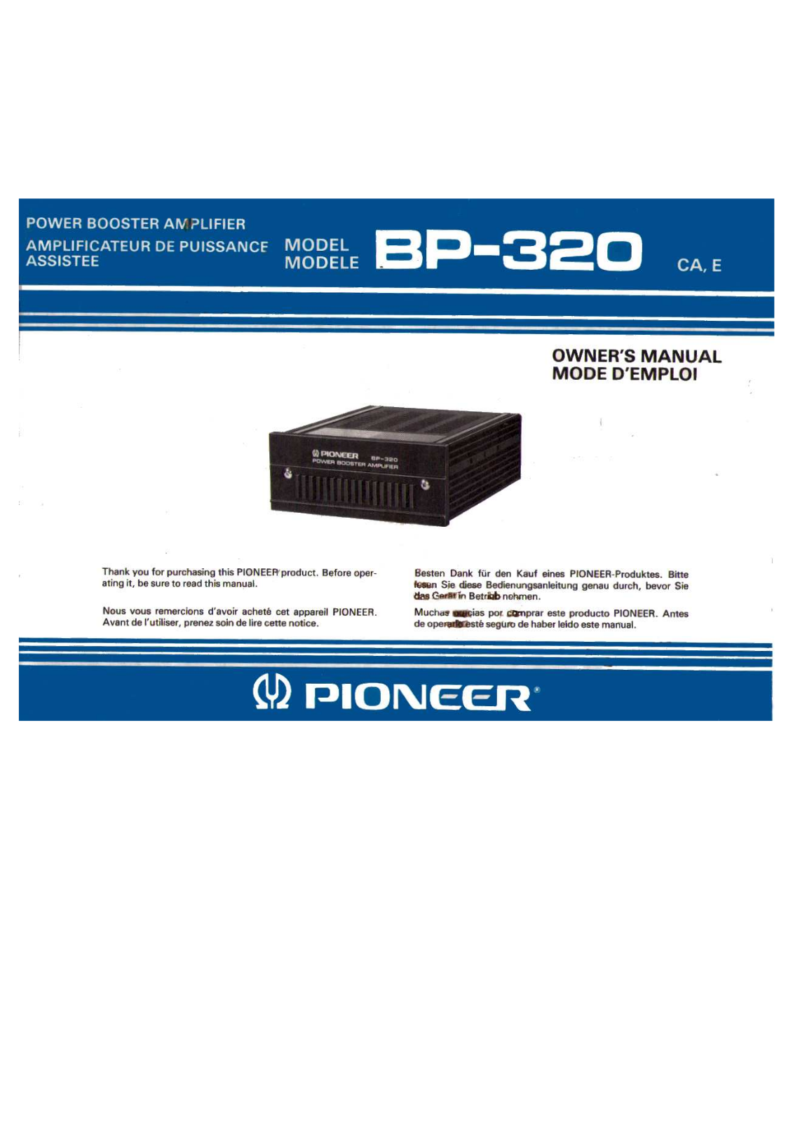 Pioneer BP-320 User Manual