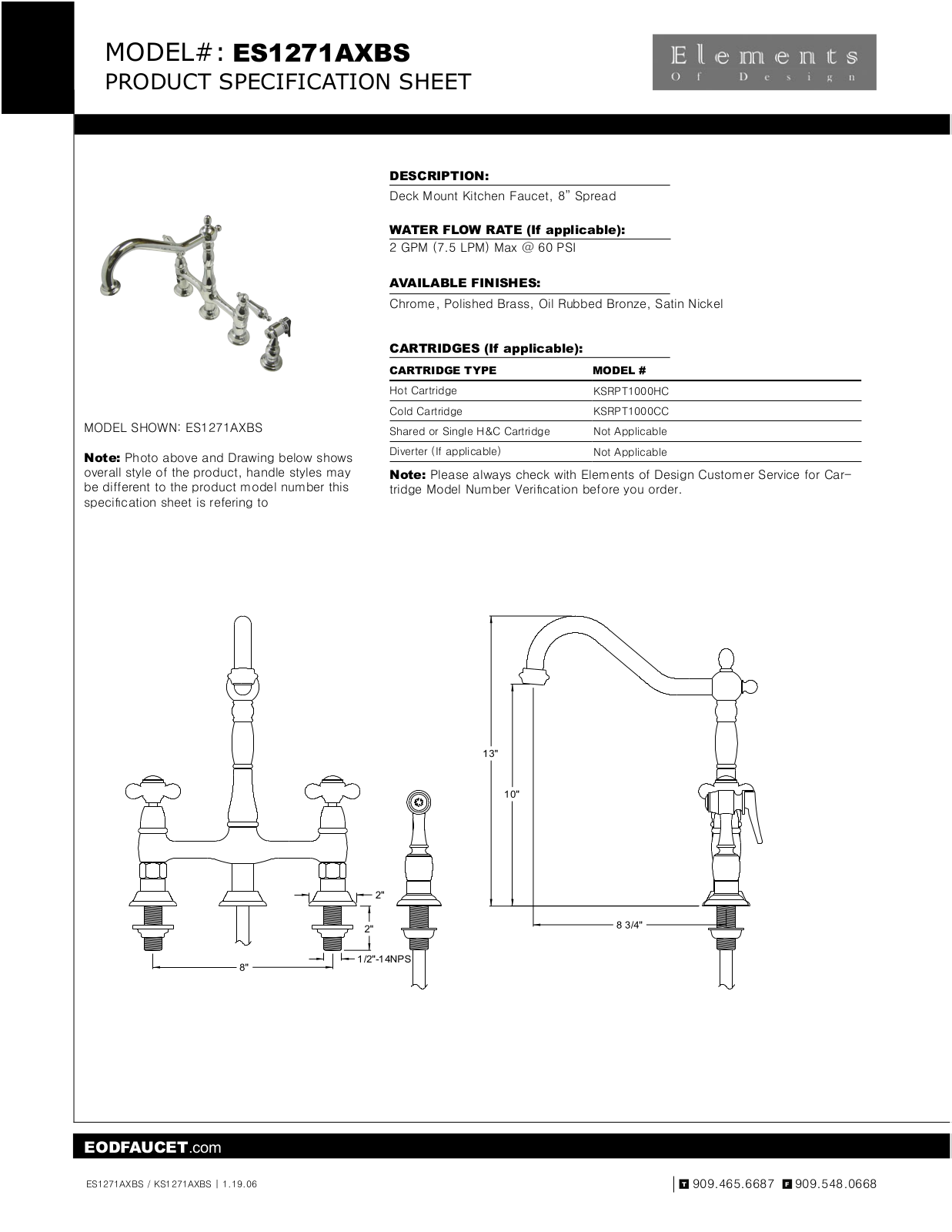 Elements of Design EDE2421 Specification Sheet - ManualMachine.com