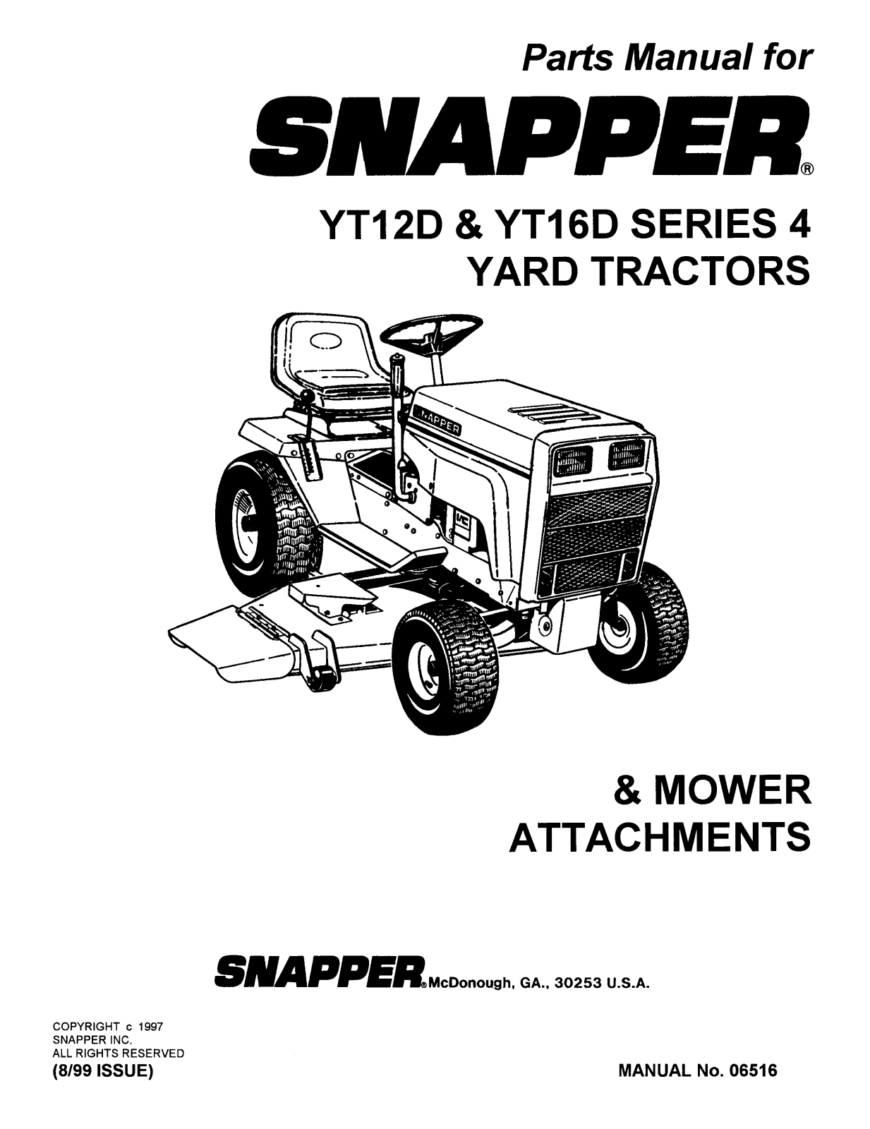 Snapper YT16D, YT12D User Manual