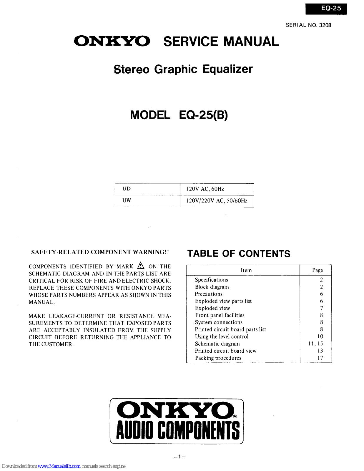 Onkyo EQ-25B Service Manual