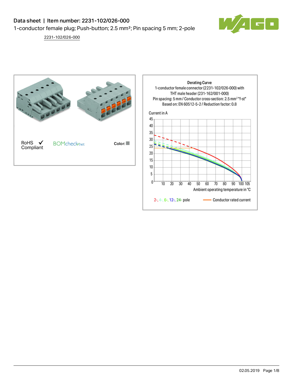 Wago 2231-102/026-000 Data Sheet