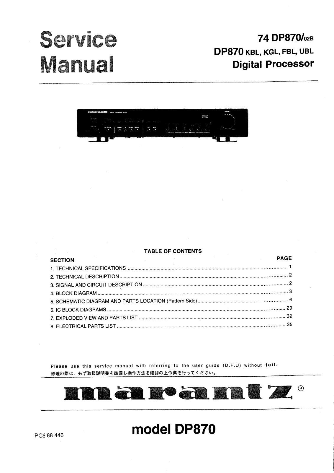 Marantz DP-870 Service Manual