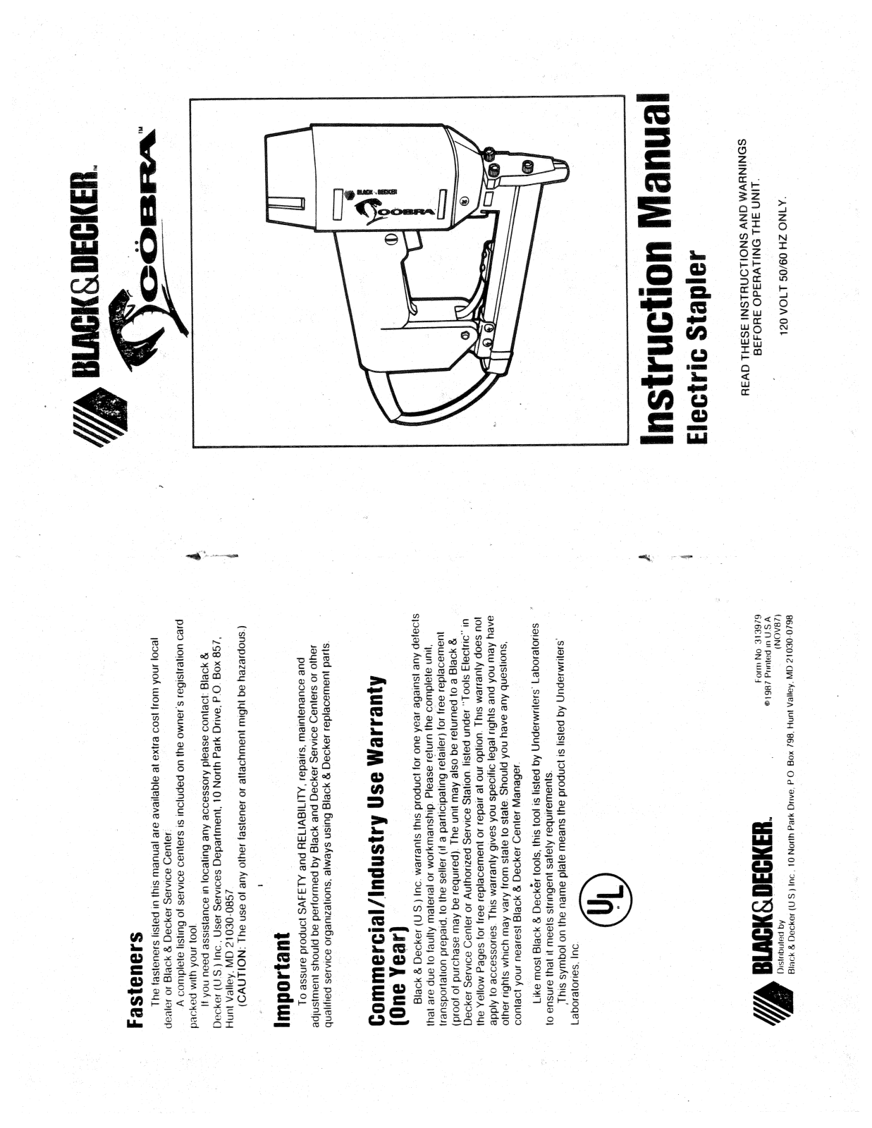 Black & Decker Cobra User Manual