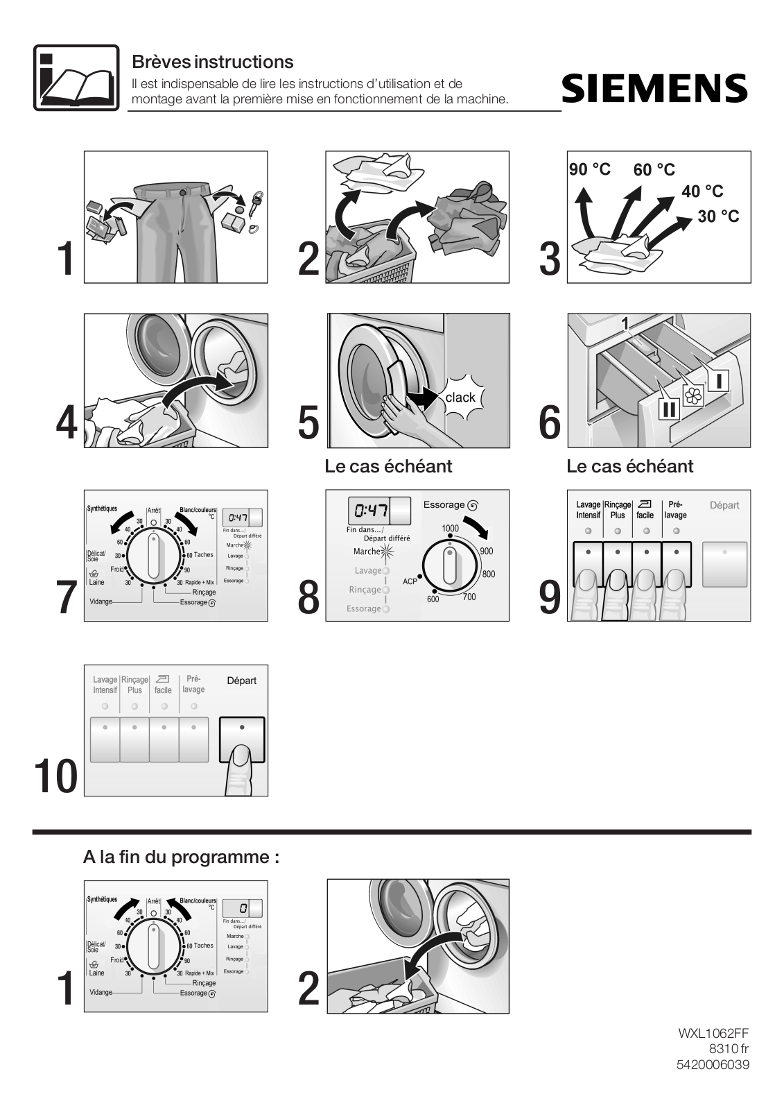 SIEMENS WXL1062 User Manual