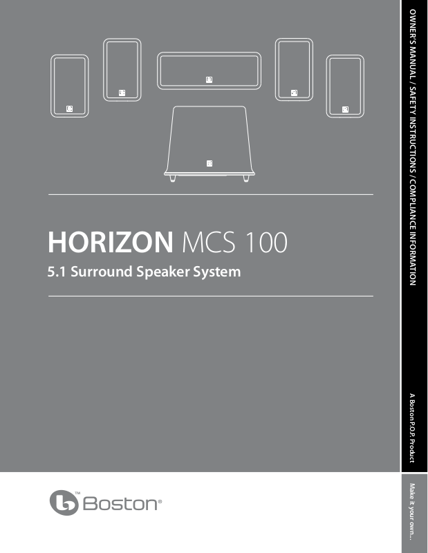 Boston Acoustics MCS 100 User Manual