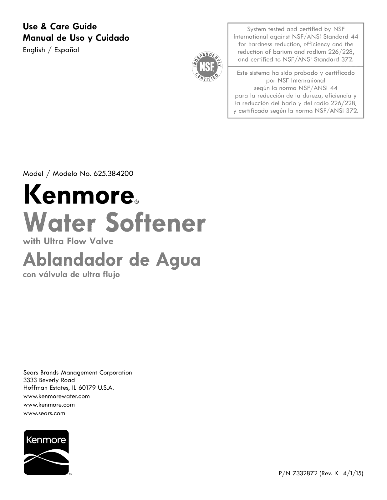 Kenmore 625384200 Owner’s Manual