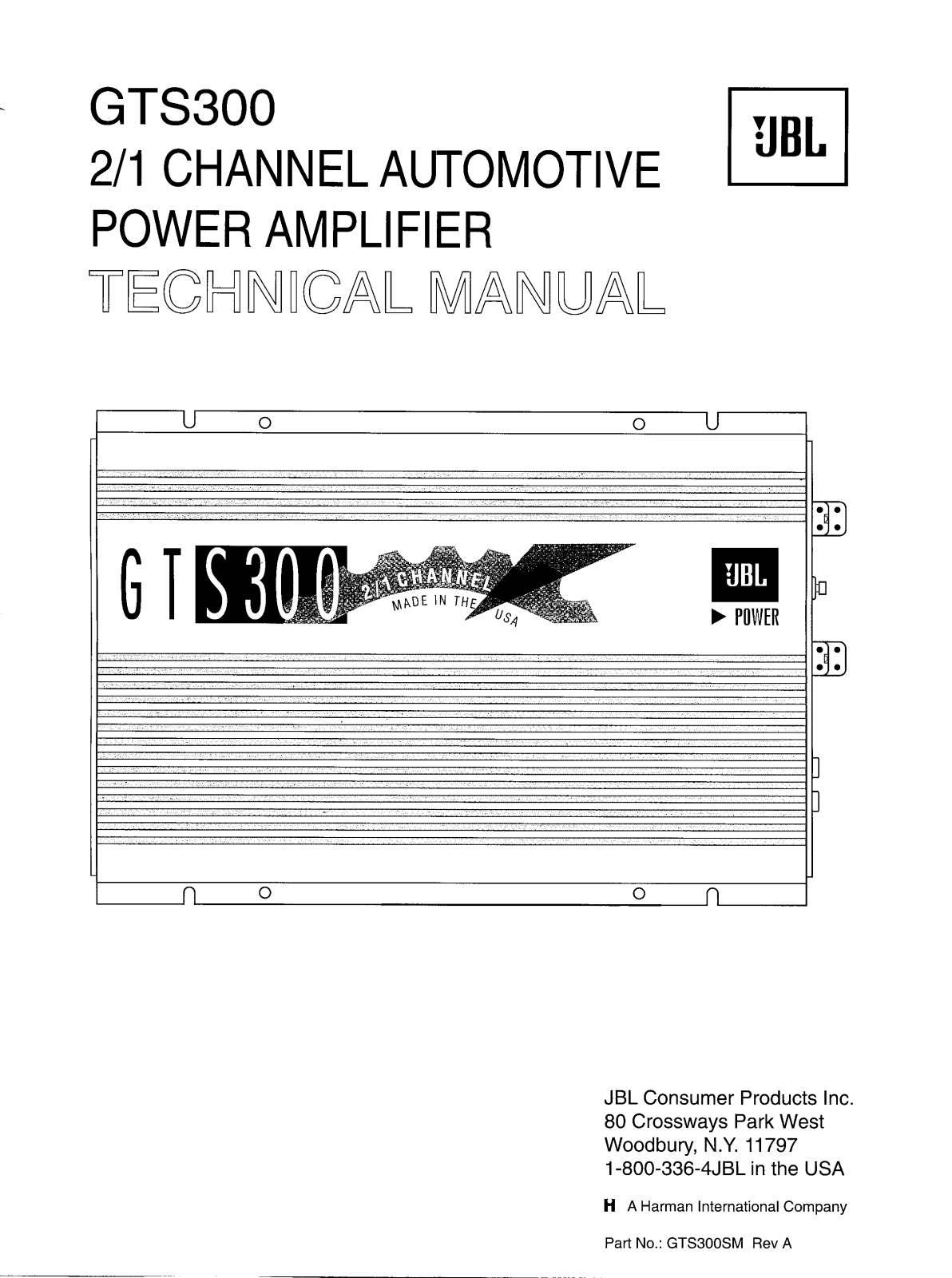 JBL GTS300 Service Manual