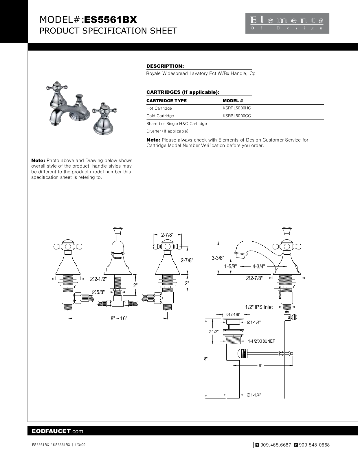 Elements of Design EDE1707 Specifications - ManualMachine.com