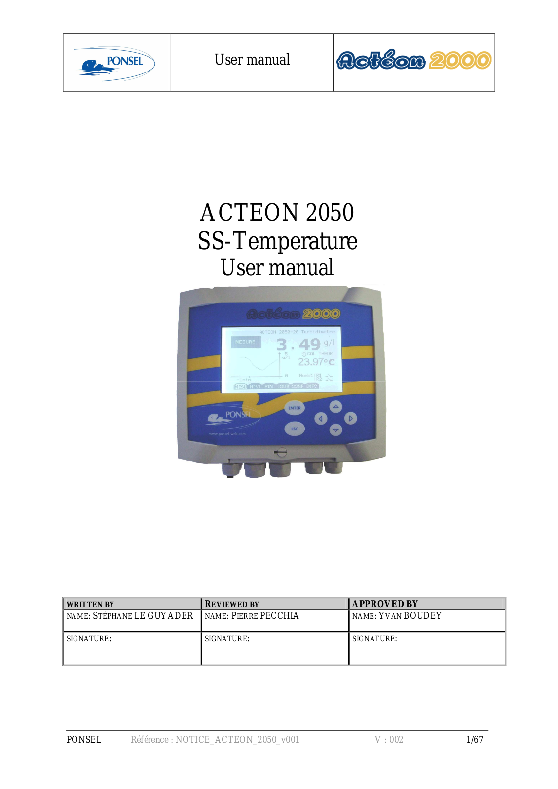 Ponsel ACTEON 2000 Series, ACTEON 2050 User Manual